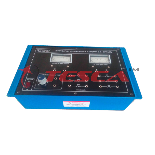 Verification of Kirchoff`s Law (for DC Circuits) with power supply and 2 meters (C.R.) - Order Code 36215