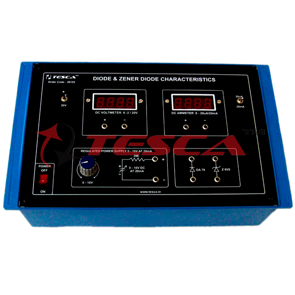 Diode & Zener diode characteristics with power supply and 2 dual range meters (C.R.) - Order Code 36152