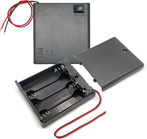 4 X AA Plastic Battery Holder with Cover ON/OFF