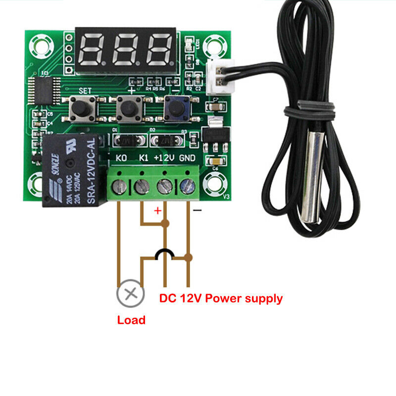 W1209 DC 12V Digital Thermostat for heating or cooling