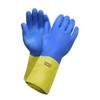 NeoLex™, Blue & Yellow 13" Neoprene / Latex Flocklined Glove - 21 mil (144 pairs / case)