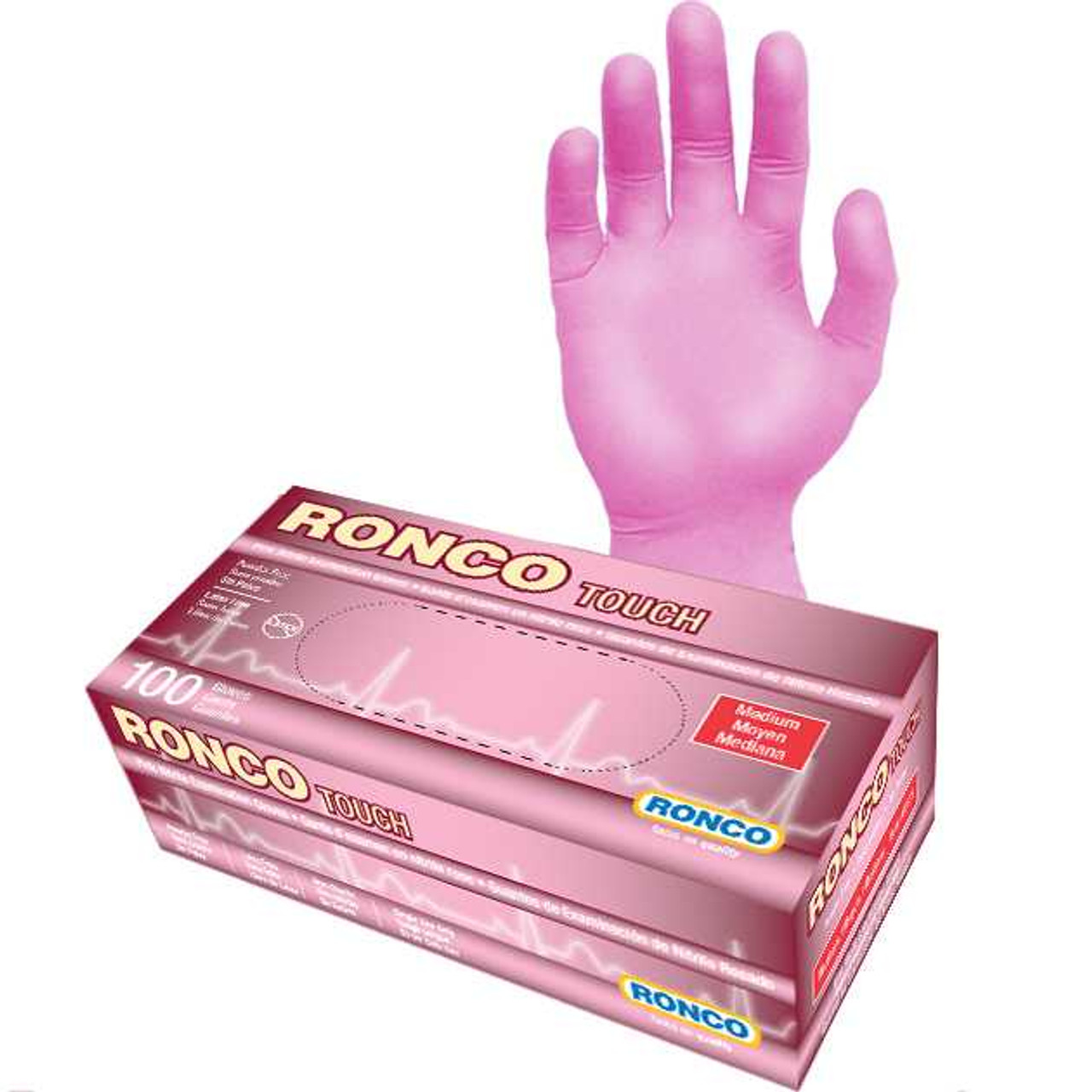 RONCO Touch, Pink Nitrile Examination Glove - 3 mil (1,000 gloves / case)