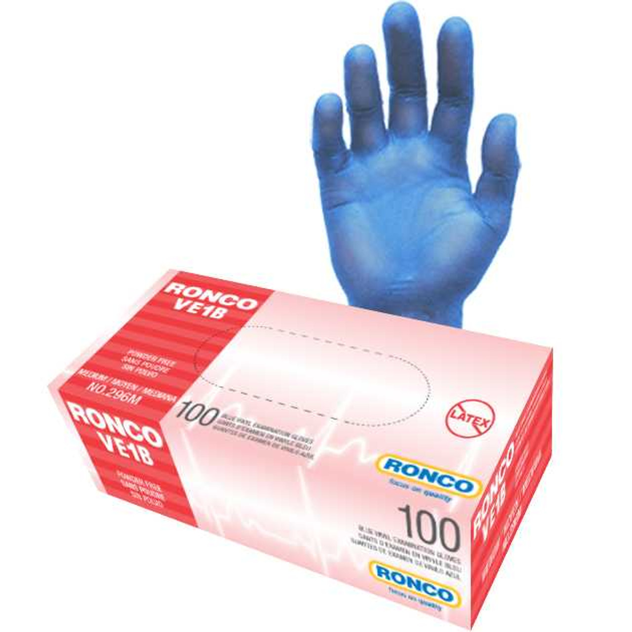 Ronco VE1B, Blue Vinyl Examination Glove - 3 mil (1,000 gloves / case)