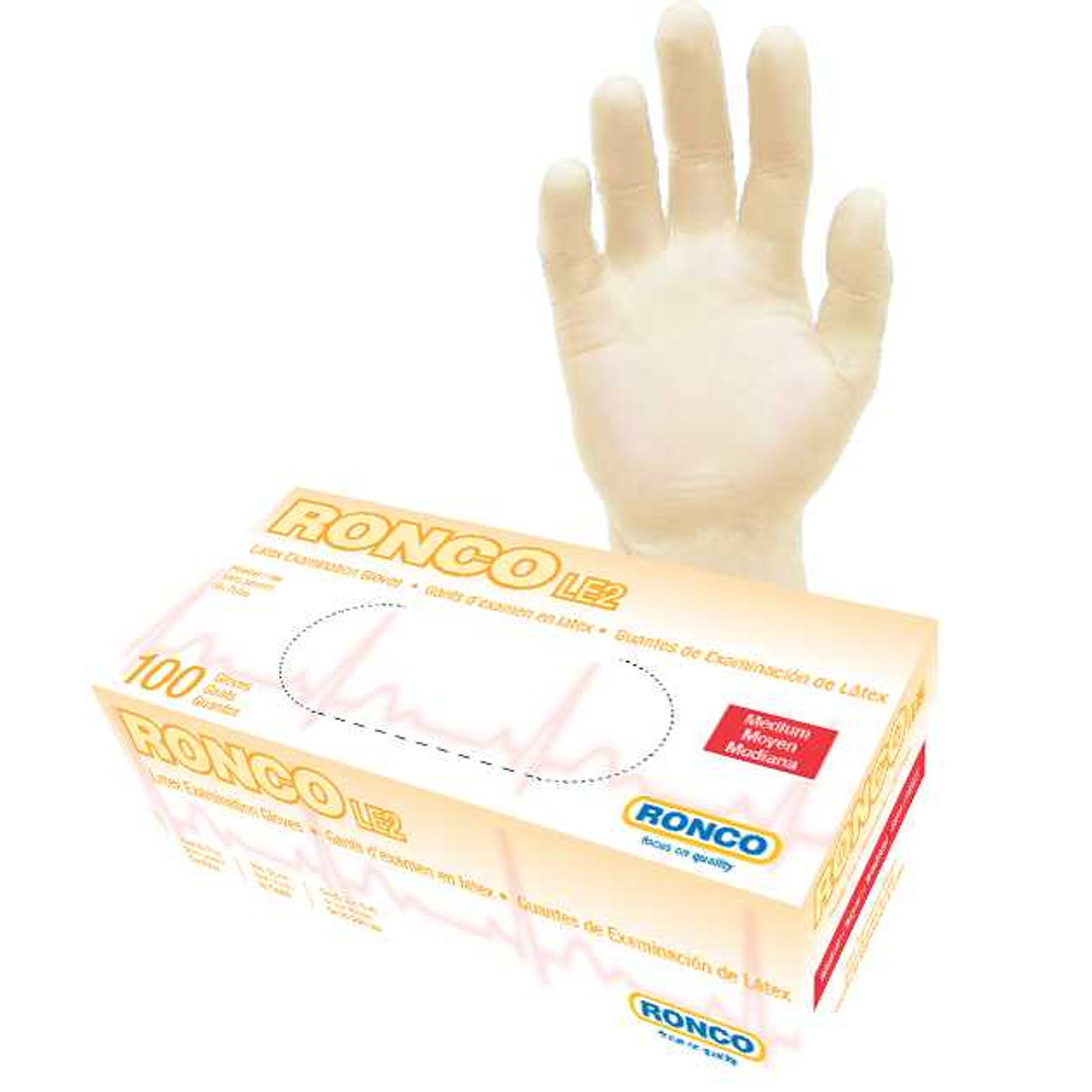 Ronco LE2, Tan Latex Examination Glove - 4 mil (1,000 gloves / case)