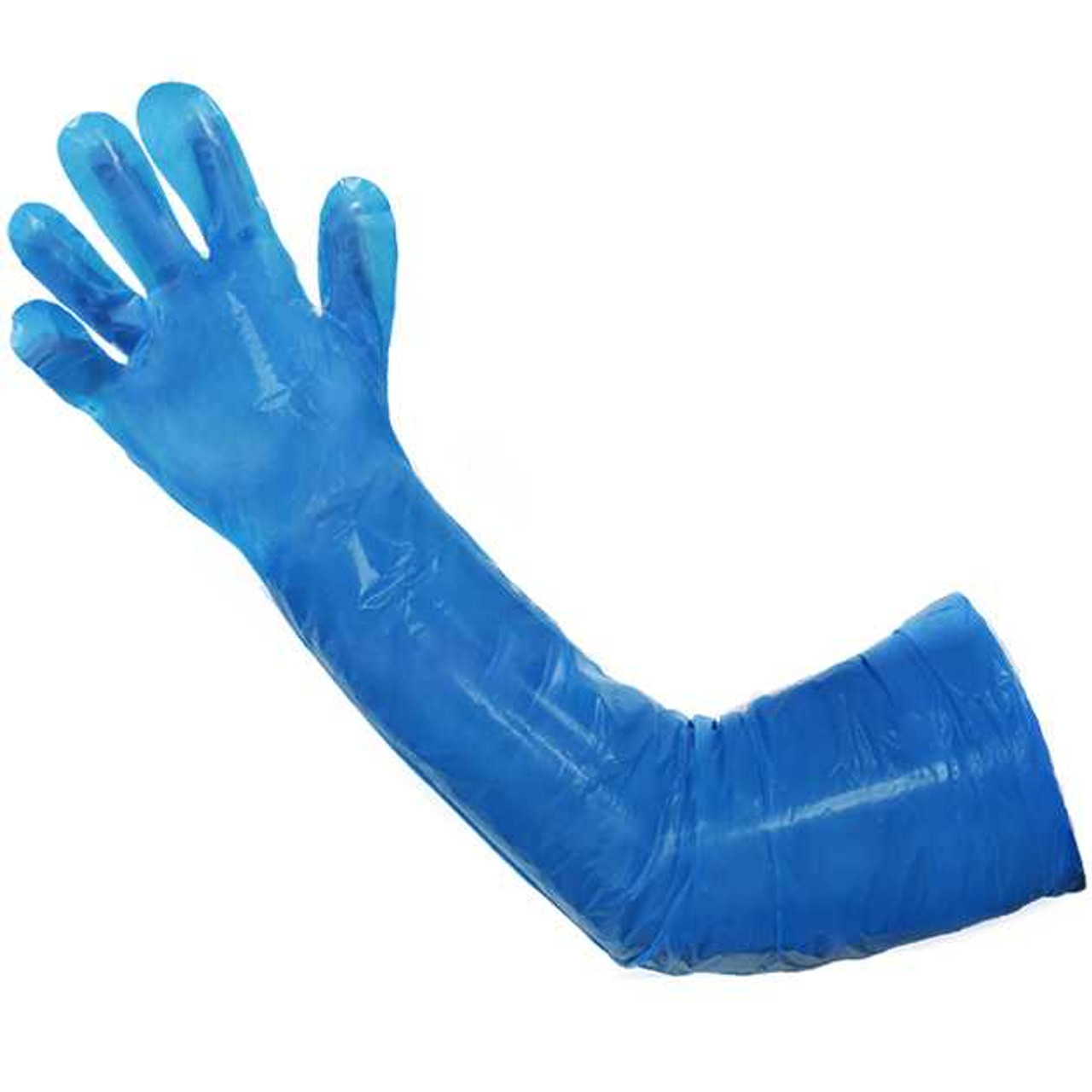 Ronco Poly Long, Blue Polyethylene Disposable Glove 36" (1,000 gloves / case)