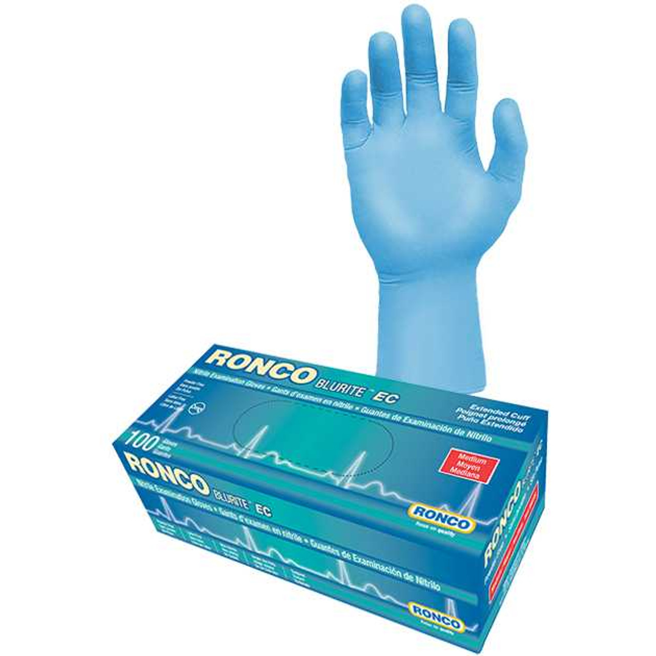 Blurite™ EC, Blue 12" Extended Cuff Nitrile Examination Glove - 4 mil (1,000 gloves / case)