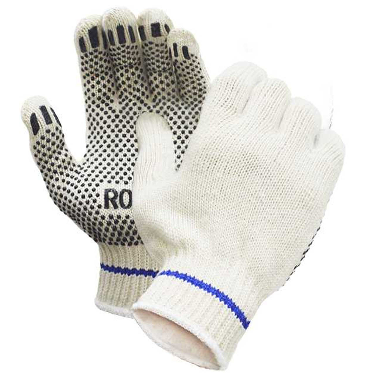 Vita™ Poly/Cotton String Knit Glove With PVC Dots, One Side - Knit Wrist (240 pairs / case)