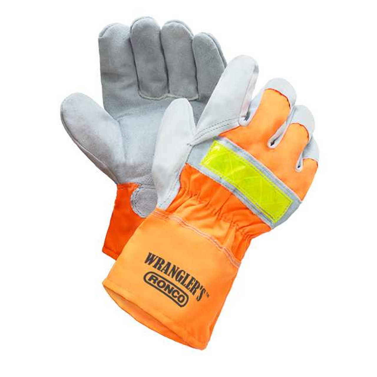 Wrangler's™ Hi-Viz Split Leather Fitter With Safety Cuff (60 pairs / case)