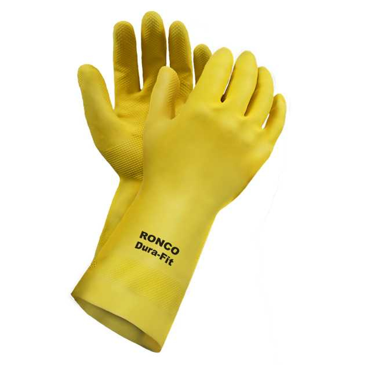 Dura-Fit™, Yellow 12" Latex Flocklined Glove - 20 mil (144 pairs / case)