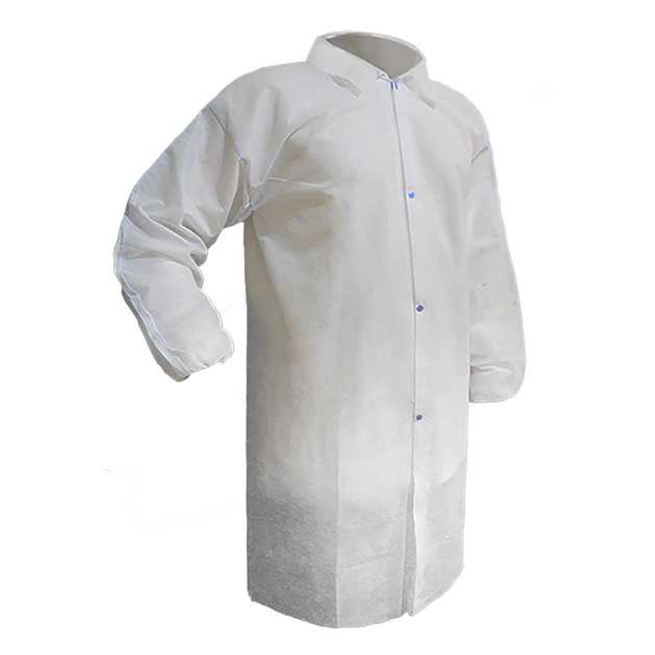 Ronco Care™ Polypropylene Labcoat With Collar, Front Snaps, No Pockets, Available in White or Blue (50 labcoats / case)