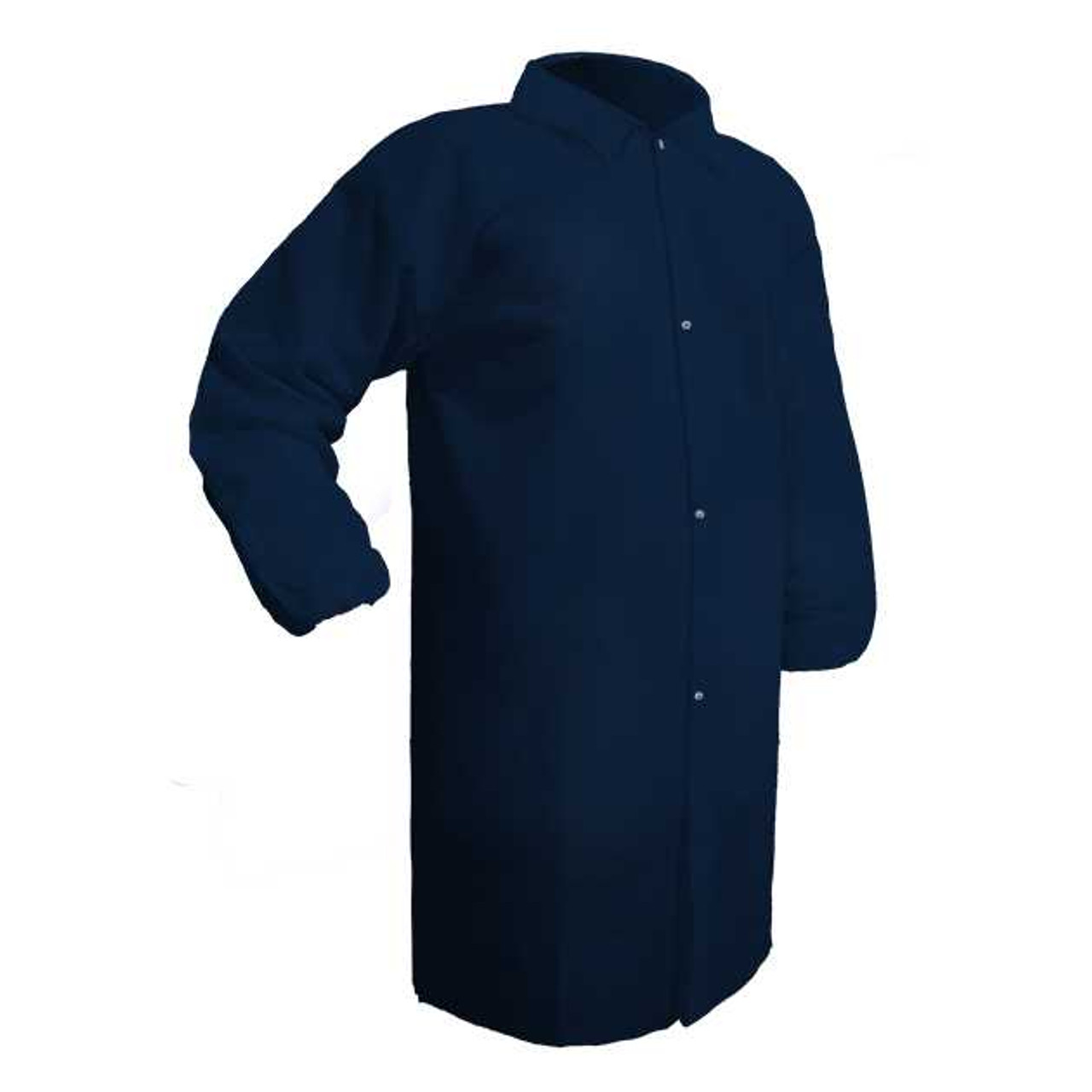 CoverMe™ Polypropylene Labcoat With Collar, Front Snaps, No Pockets, Available in White or Blue (25 labcoats / case)