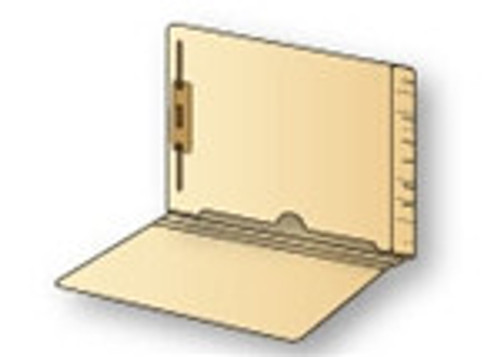 Pocket Folder, Full Pocket Open Bottom, Fastener In Position 1, End Tab, Semco Compatible , 11 PT. Manila, Letter Size, 50/BOX