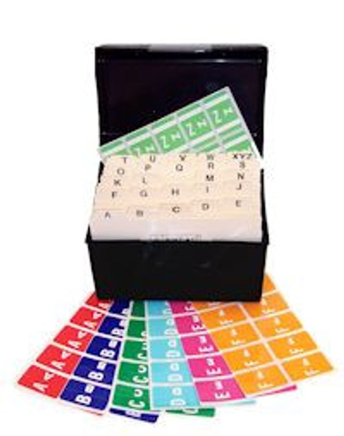 Smead Alphabetic Labels - Alpha-Z  - ACC/ACCS Match (Sheets) Desk Set Assorted Labels A-Z - Includes Black File Box and Indexes