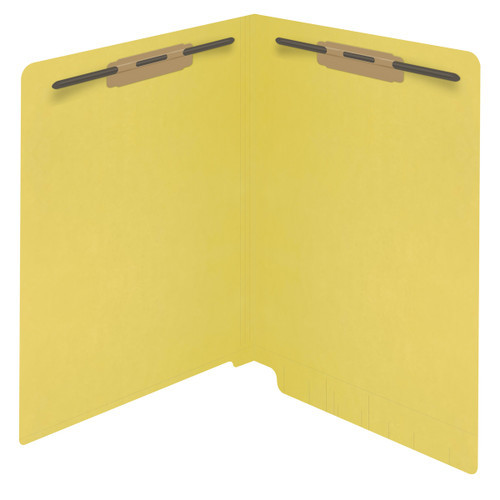 End Tab 11 Pt. Colored Folder with Fasteners - 50/Box - Letter Size - Yellow