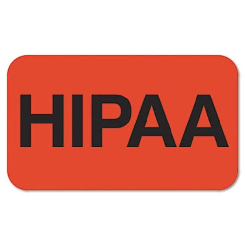 Medical Labels for HIPPA, 7/8 x 1-1/2, Fl. Red, 250/Roll