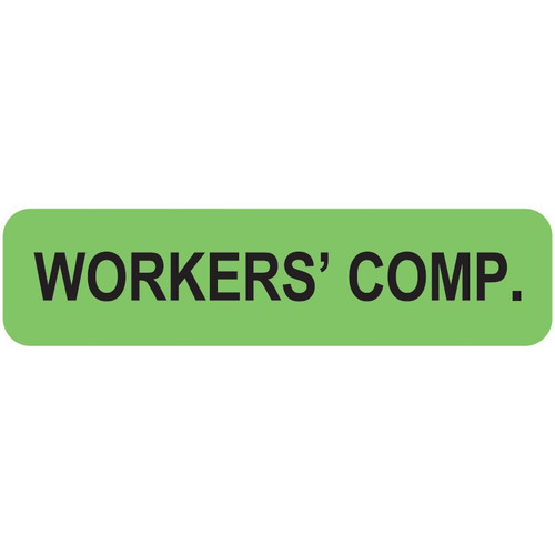 "Workers' Comp." Label - Fl. Green - 1 1/4" x 5/16" - Box of 500