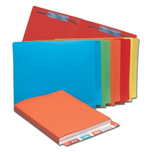 Poly File Folders - Side Tab - RED - 12-1/4" x 9-1/2" - 25/Pack (No Fasteners)