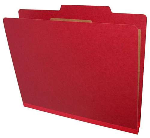 Top Tab Pressboard Folder w/ 1 Kraft divider - Letter Size - Box of 10 - Color = Deep Red - Tyvek 2 inch Expansion