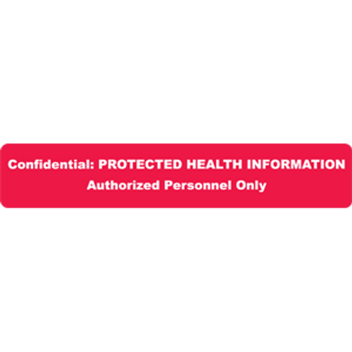 "Confidential: Protected Health Information - Authorized Personnel Only" Label - Red/White - 5-1/2" x 1" - 100/Box