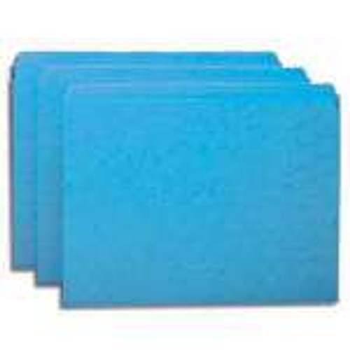 Top Tab File Folder, Blue, Letter Size, 11 pt, Single Ply Tab, Straight Cut; Box of 100