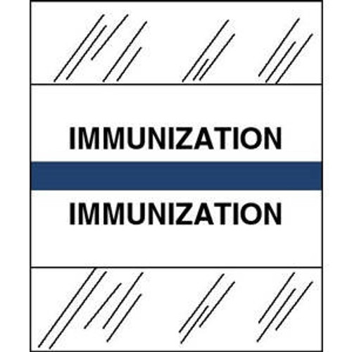 Patient Chart Index Tabs/Labels -  "Immunization" - Dark Blue - 1/2" H x 1-1/4" W - 100/Pack