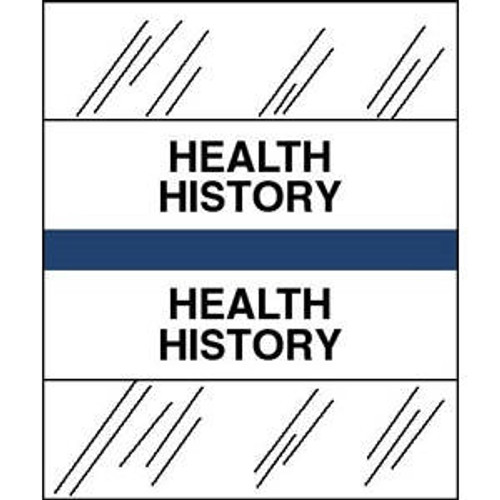 Tabbies Patient Chart Index Tabs/Labels -  "Health History" Dark Blue - 1/2" H x 1-1/4" W - 100/Pack