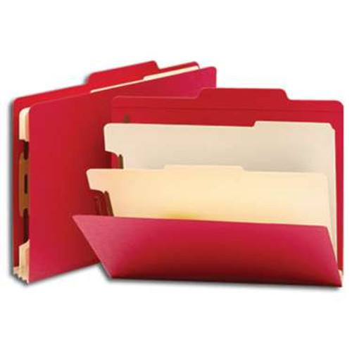 Smead Classification File Folder, 2 Divider, 2" Expansion, Letter Size, Red, 10 per Box (14003) - 5 Boxes