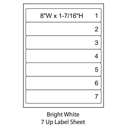 Smead 02476  Colorbar 8" Bright White Laser Printer Labels, 7 Up Sheet, Pack Of 1008