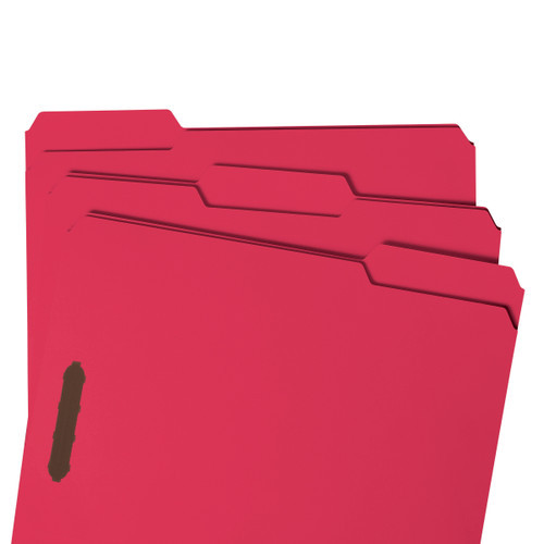 Smead Fastener File Folder, 2 Fasteners, Reinforced 1/3-Cut Tab, Letter Size, Red, 50 per Box (12740) - 5 Boxes