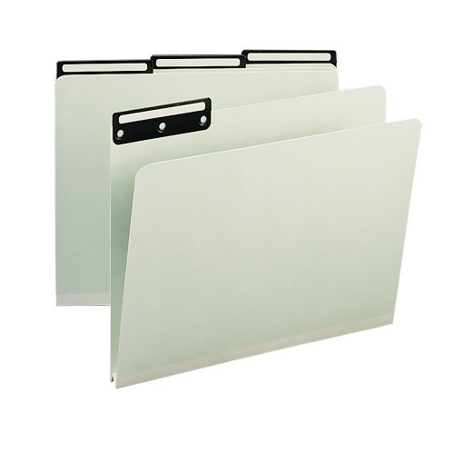 Smead Pressboard File Folder, 1/3-Cut Tab Flat Metal, 1" Expansion, Letter Size, Gray/Green, 25 per Box (13430)