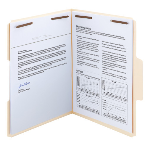 Smead SuperTab Fastener File Folders, 2 Fastener, Oversized Reinforced 1/3- Cut Tab, Letter Size, Manila (14535)