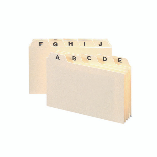 Smead Card Guide, Plain 1/5-Cut Tab (A-Z), 6"W x 4"H, Manila, 25 per Set (56076) - 12 Sets