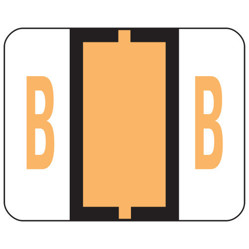 Smead BCCR Bar-Style Color-Coded Alphabetic Label, B, Label Roll, Light Orange, 500 labels per Roll, (67072)