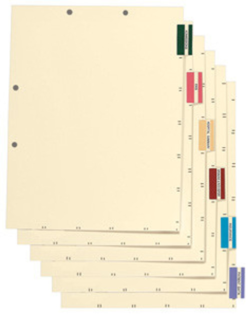 Medical Chart Index Divider Sheets: Letter Size - Manila- Printed with Guidelines for Label Placement - 400/Box