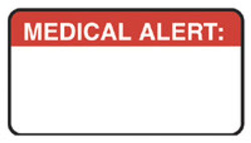 "MEDICAL ALERT:" - RED - 1 1/2" x 7/8" - 250/Box