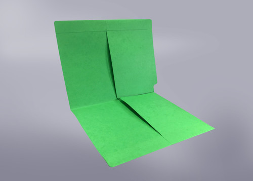 2 Pocket folder - End Tab - Color Green - Letter Size - Dual 1/2 Pockets Inside Front and Back - 50/Box