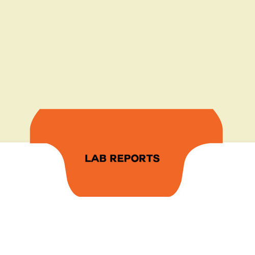 "Lab Reports - Bottom Tab File Back Chart Dividers - Orange Tab in Position 3 - Divider - Box of 50