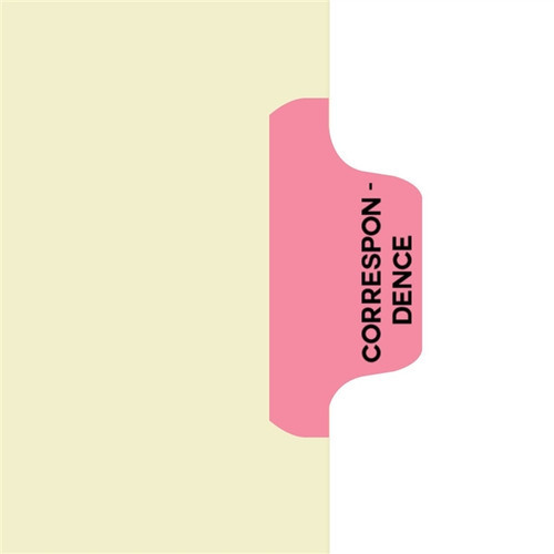 "Correspondence" Amerifile Side Tab Fileback Dividers - Pink Tab Position 7 - Box of 50