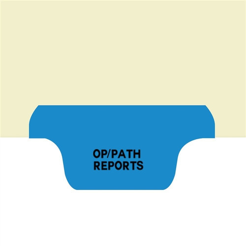 "OP/Path Reports" - Bottom Tab Individual Fileback Dividers - Green Tab in Position 3 - 2" Fastener at Top - Box of 50