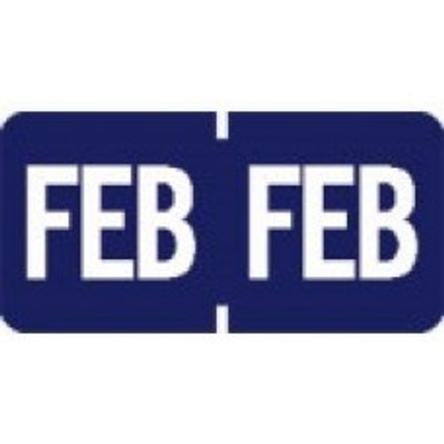 AmeriFile TAB Products Compatible Month Mini-Labels - February - Blue - 1 W x 1/2 H - Roll of 1000