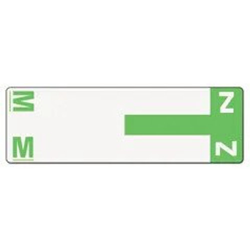 AmeriFile Alpha-Z Compatible Alpha Name Labels - Letter MZ - Green - 3 5/8 W x 1 1/8 H - Package of 100 Labels