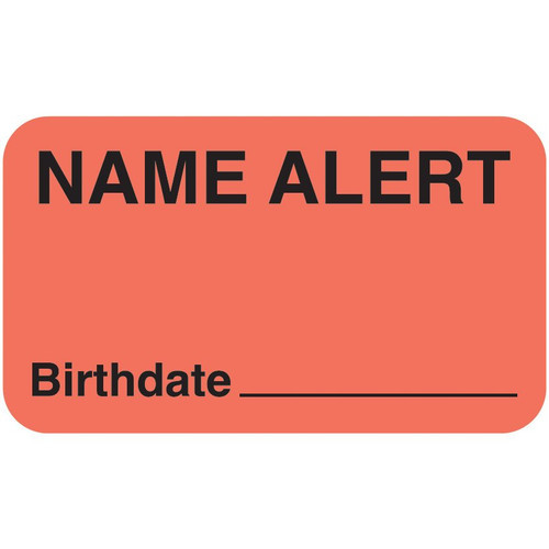 AmeriFile Labels - "Name Alert" with Birthdate Label - Fl. Red - 1-1/2" x 7/8" - 250 Labels/Box- LCL2039H