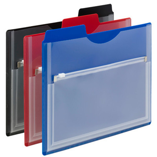 Poly Project Organizer with Zip Pouch - 1/3 Cut Tab - Assorted Colors - Letter Size - 30/Carton - 10 Packs