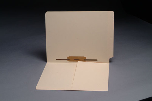 End Tab Folder with 1/2 Pocket Inside Front - 1 Fastener in Position 5 - Full Cut End Tab - 14 PT. Manila - Letter Size - Box of 50