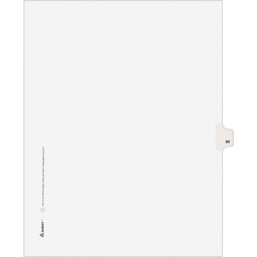 Exhibit Dividers - Avery Style Legal Exhibit Side Tabs - Title: 90 - Letter Size - White - 25/Pack