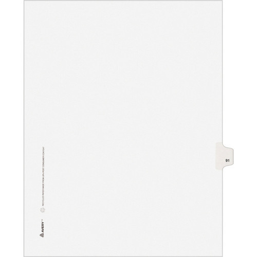 Exhibit Dividers - Avery Style Legal Exhibit Side Tabs - Title: 91 - Letter Size - White - 25/Pack