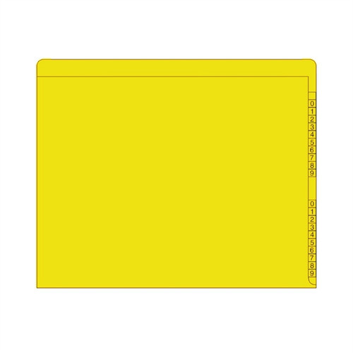 END/TOP Tab Numeric Kardex Folders, Yellow, Letter Size, 3/4" Expansion, 100/BOX