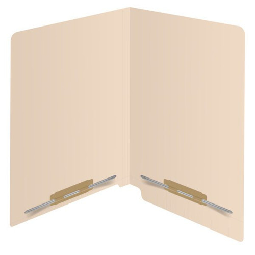 14 Pt. Manila End Tab Folder - Full Cut Reinforced End Tab - Letter Size - Fasteners in Positions 2 & 4 - 50/Box