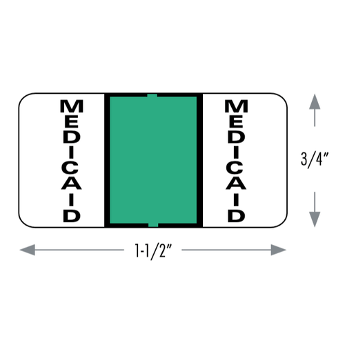 "Medicaid" Billing Label - Color Aqua - 1 1/2" W x 3/4" H - Pages for Ring Binder -  270 Labels per Package