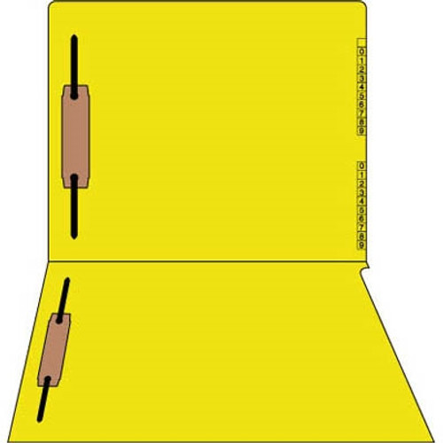 END/TOP Tab Numeric Kardex Folders, Yellow, Letter Size, 3/4" Expansion, With Fastener In Positions 1 & 3, 50/BOX